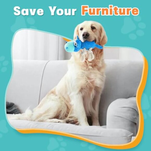 Tough Plush Squeaky Dog Toy Aggressive Chewers Large Breed Durable - Picture 7 of 7